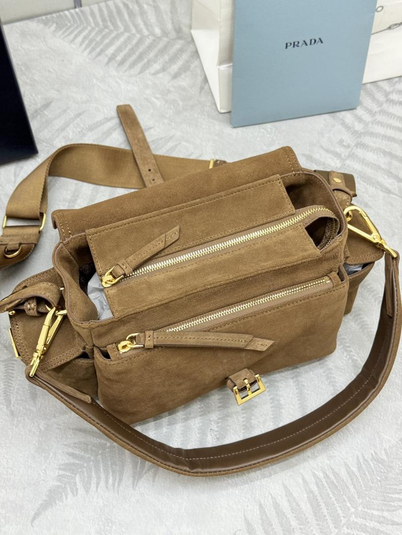 Prada Explore medium suede shoulder bag Brown 1BD394