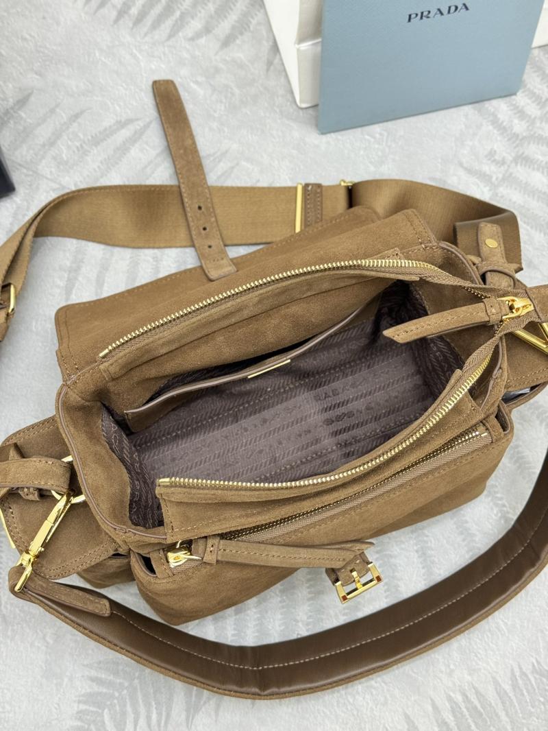 Prada Explore medium suede shoulder bag Brown 1BD394