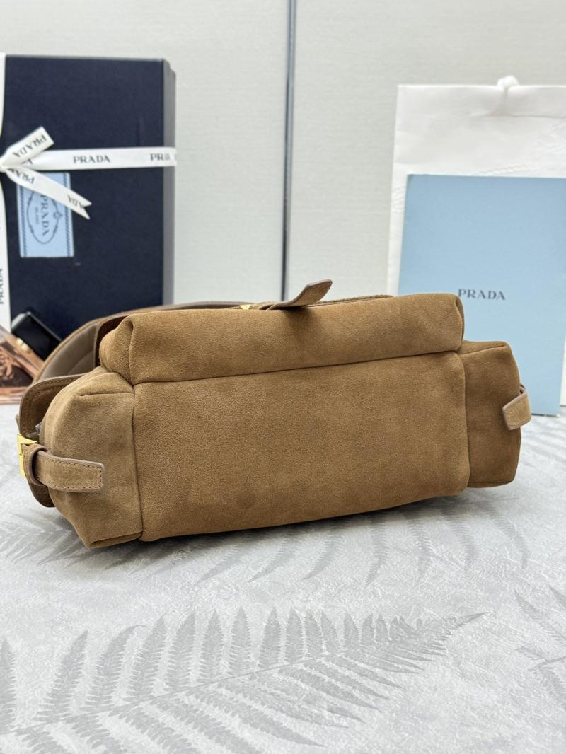 Prada Explore medium suede shoulder bag Brown 1BD394