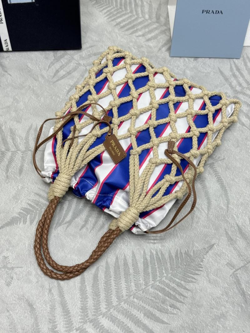 Prada Medium Cotton Macrame Bag Blue 1BC111