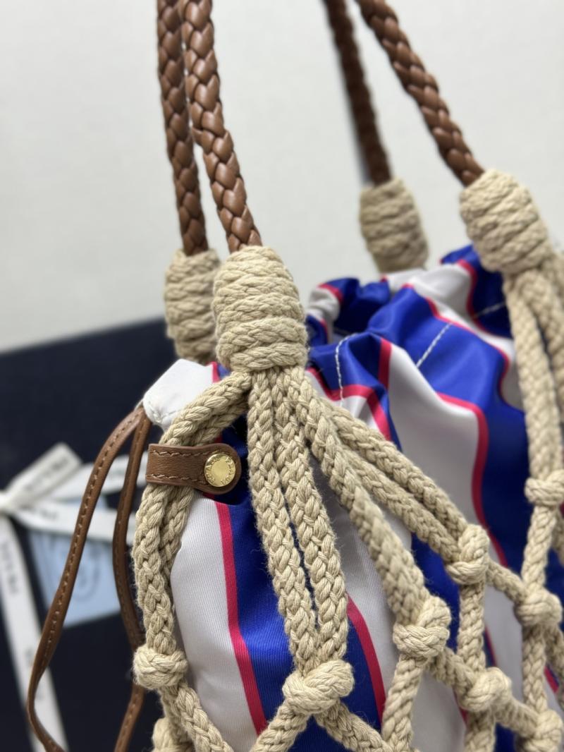 Prada Medium Cotton Macrame Bag Blue 1BC111
