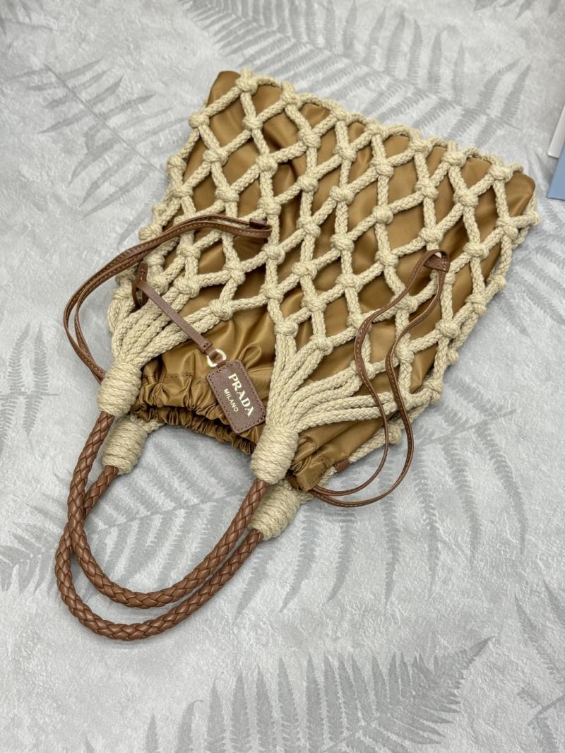 Prada Medium Cotton Macrame Bag Brown1BC111