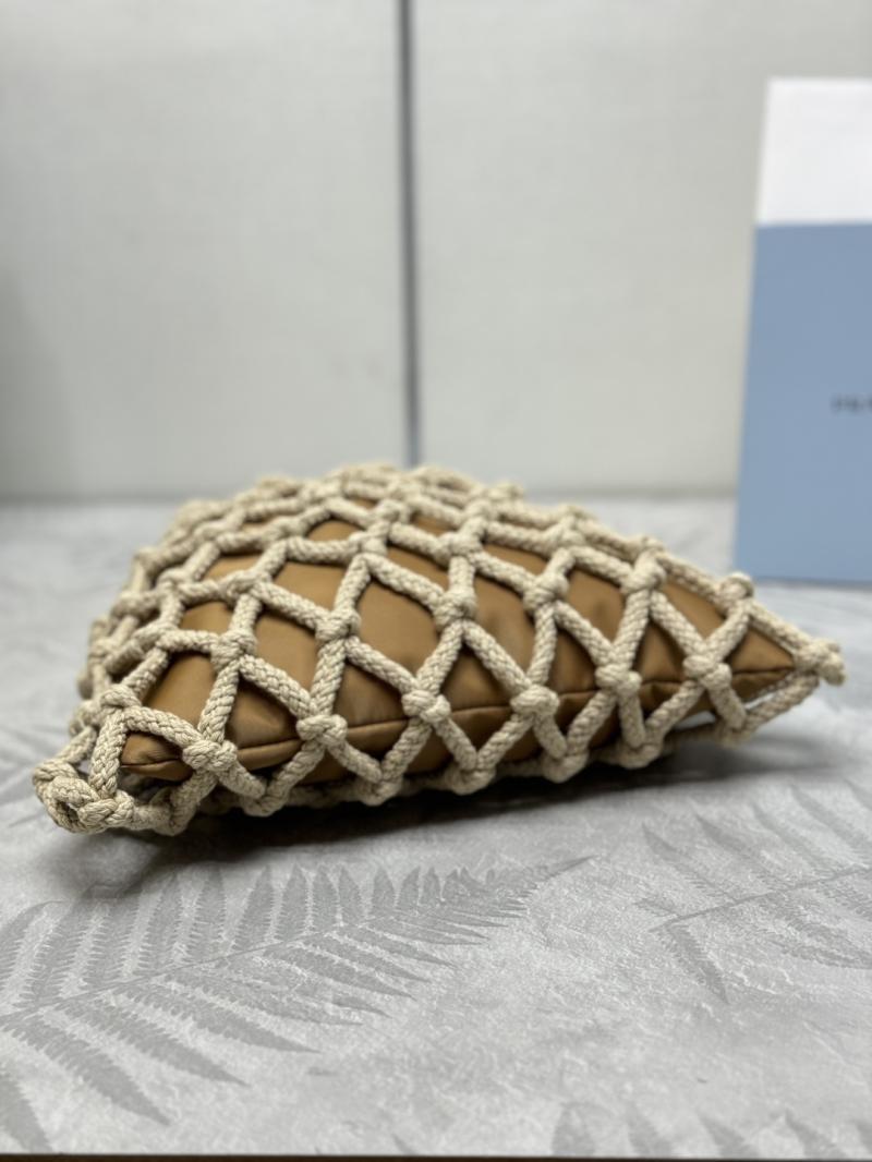 Prada Medium Cotton Macrame Bag Brown1BC111