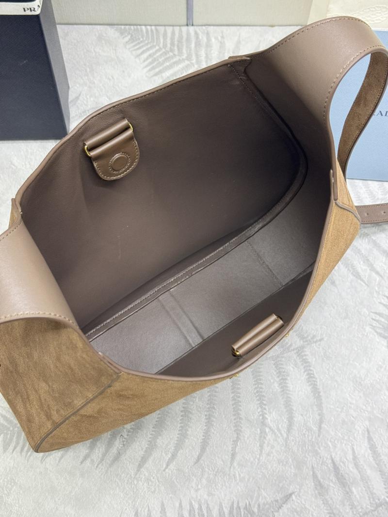 Prada Suede Leather Hobo Bag Brown 1BC181