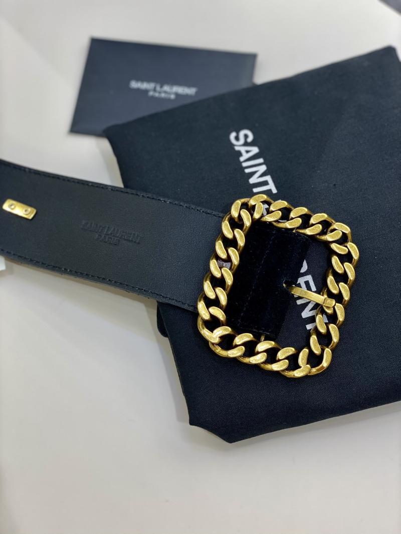 Saint Laurent 5cm Suede Belt Gold BSB90601