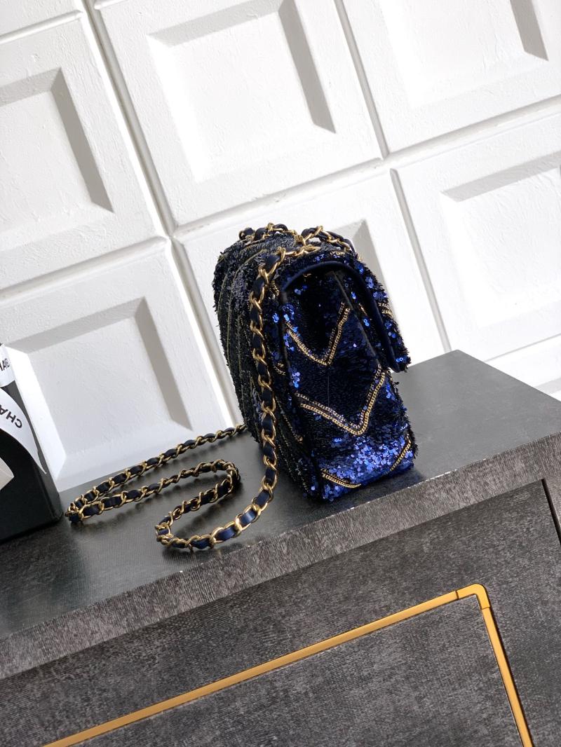 Small Chanel Sequins Handbag Blue A91101