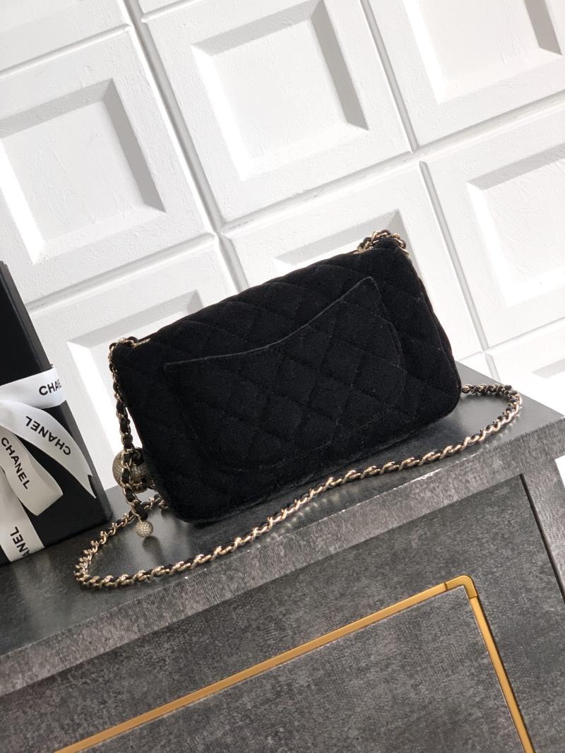 Small Chanel Velvet Flap Bag Black AS1787