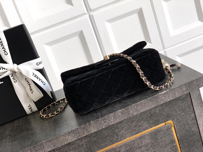 Small Chanel Velvet Flap Bag Black AS1787
