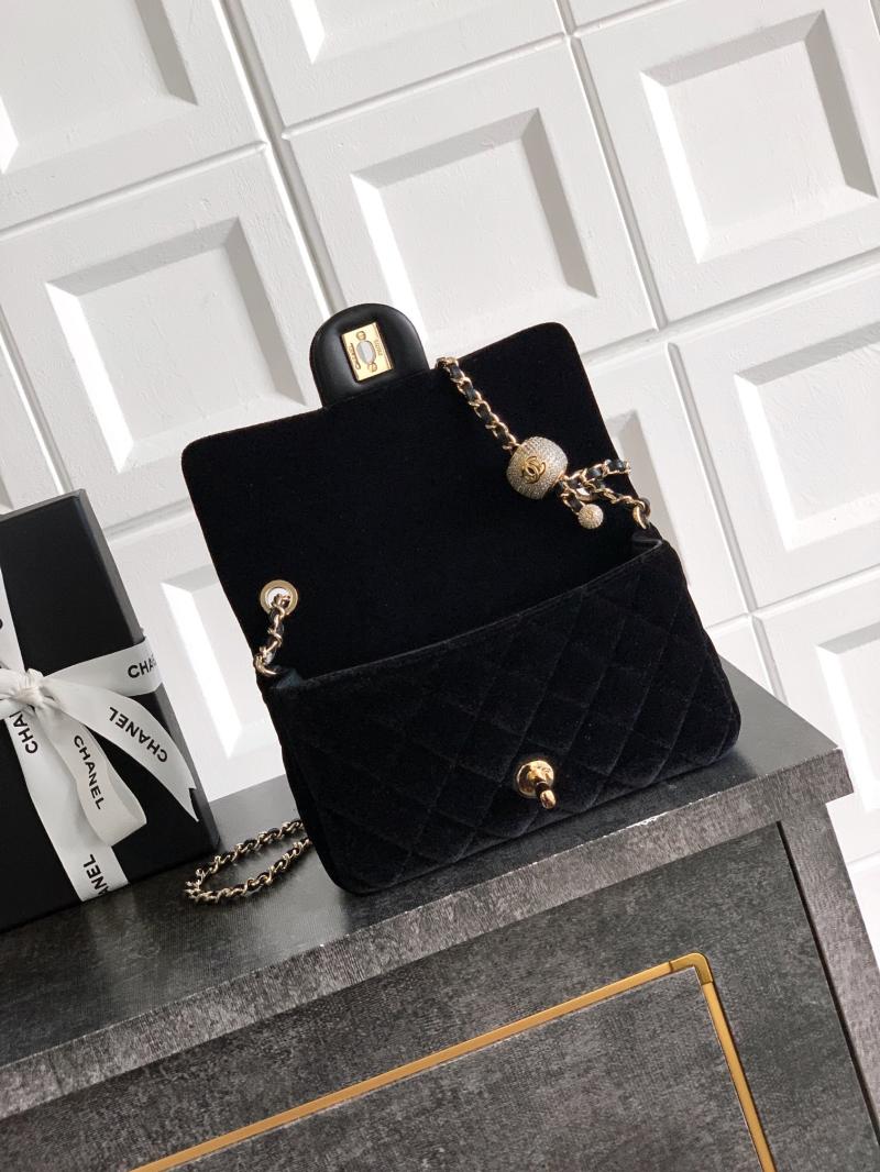 Small Chanel Velvet Flap Bag Black AS1787