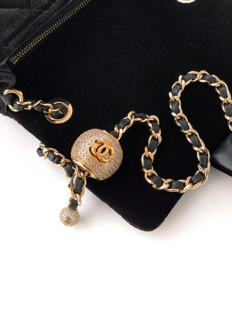 Small Chanel Velvet Flap Bag Black AS1787
