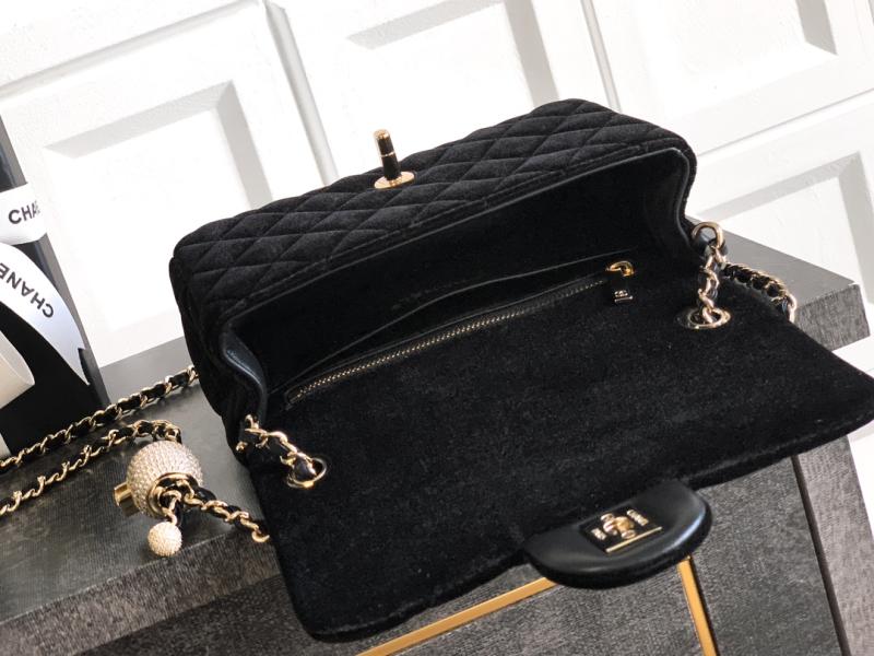 Small Chanel Velvet Flap Bag Black AS1787