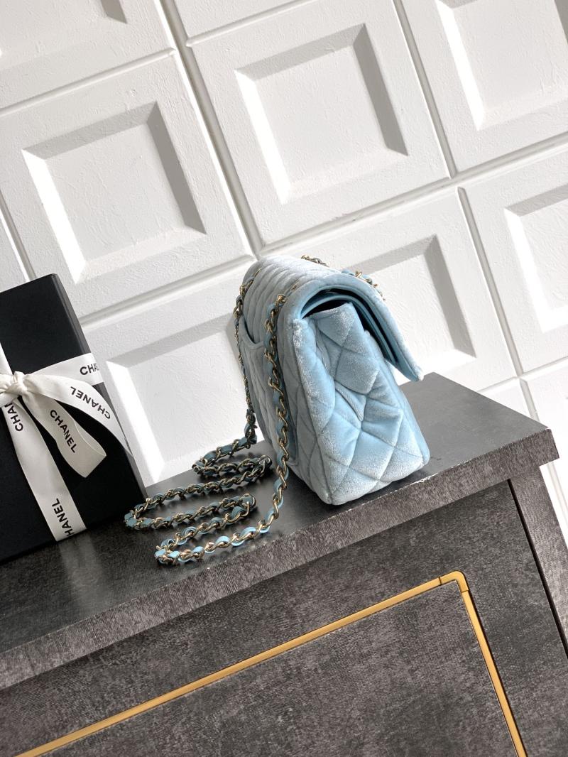 Small Chanel Velvet Flap Bag Blue A01117