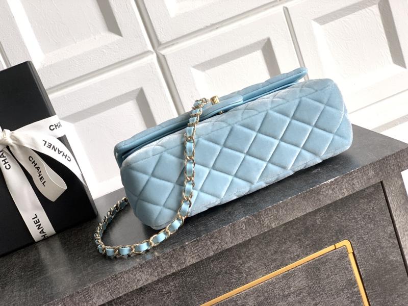 Small Chanel Velvet Flap Bag Blue A01117