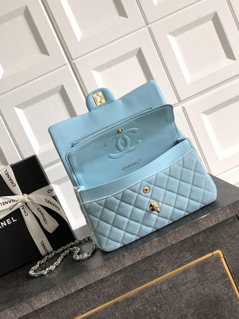 Small Chanel Velvet Flap Bag Blue A01117