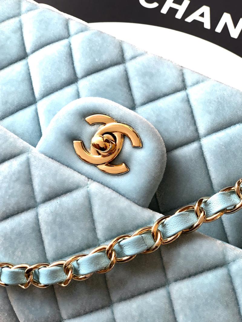 Small Chanel Velvet Flap Bag Blue A01117