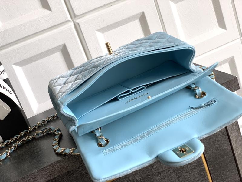 Small Chanel Velvet Flap Bag Blue A01117