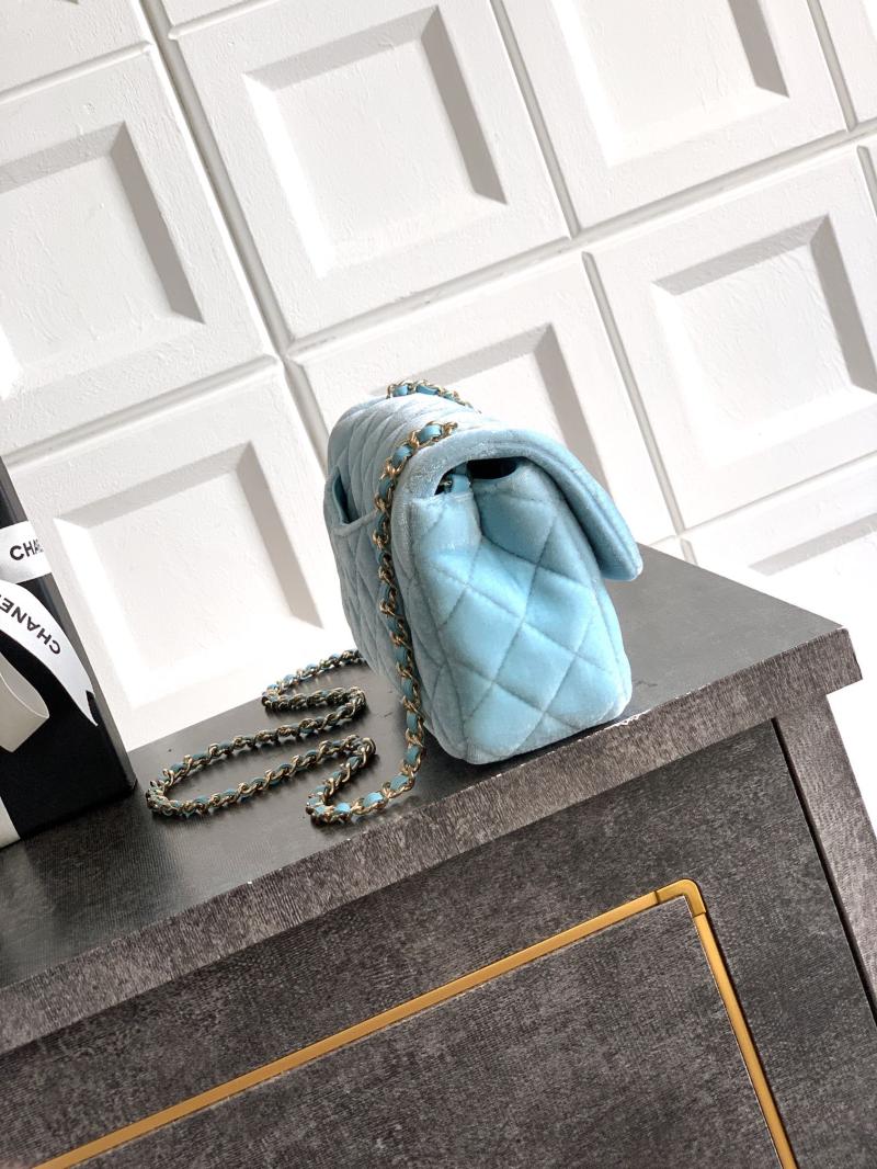Small Chanel Velvet Flap Bag Blue AS1787