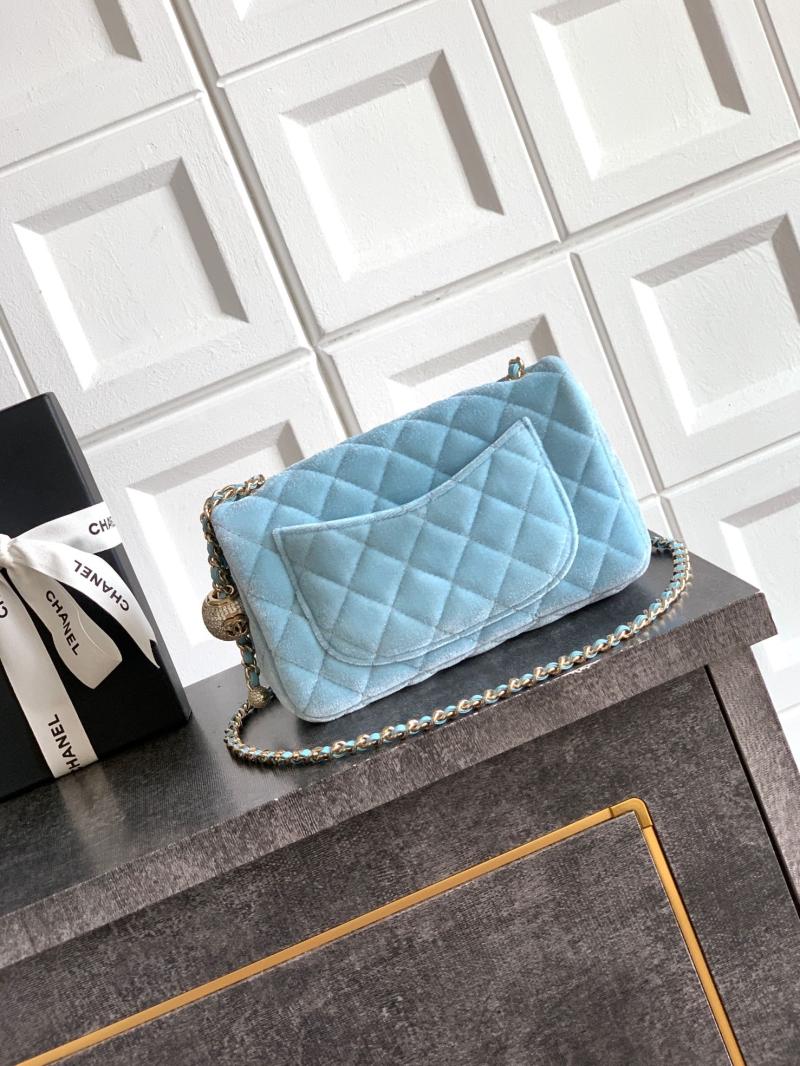 Small Chanel Velvet Flap Bag Blue AS1787