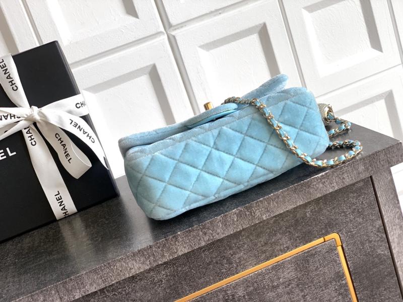 Small Chanel Velvet Flap Bag Blue AS1787