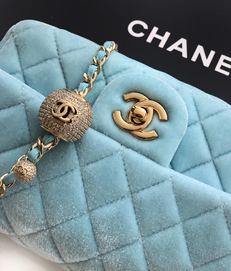 Small Chanel Velvet Flap Bag Blue AS1787