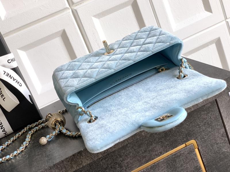 Small Chanel Velvet Flap Bag Blue AS1787