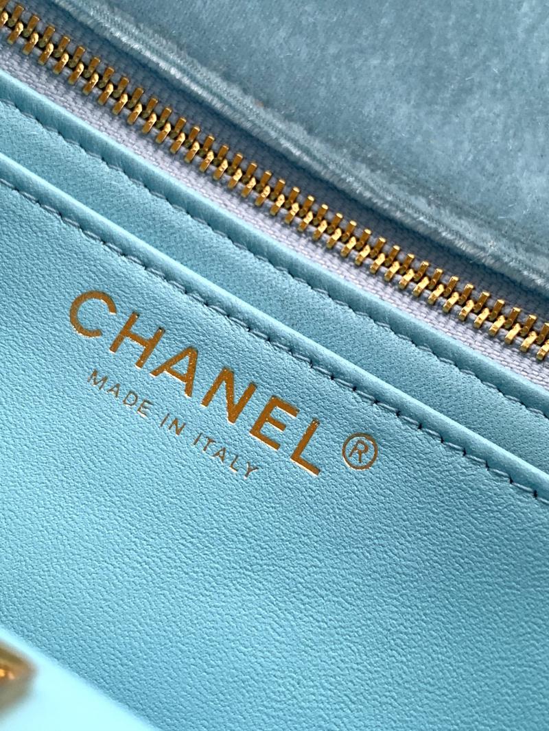 Small Chanel Velvet Flap Bag Blue AS1787