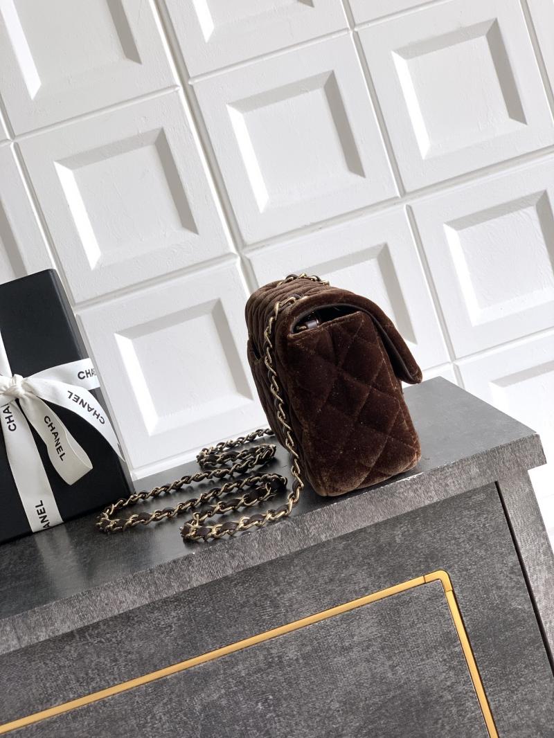 Small Chanel Velvet Flap Bag Brown A01116