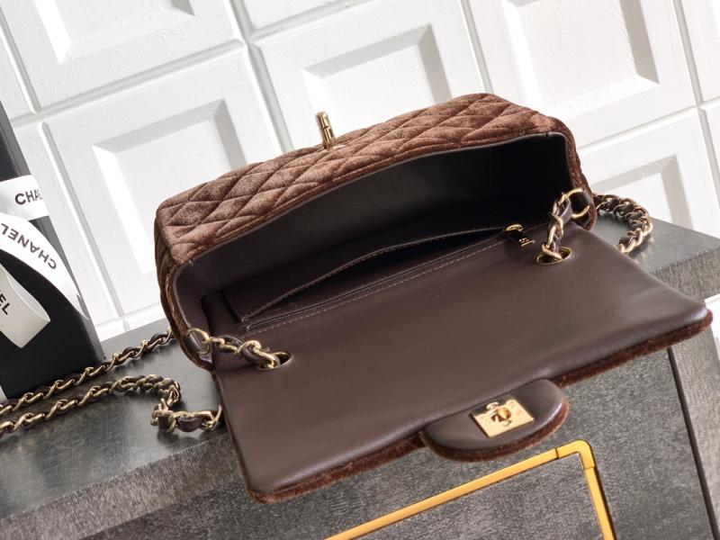 Small Chanel Velvet Flap Bag Brown A01116