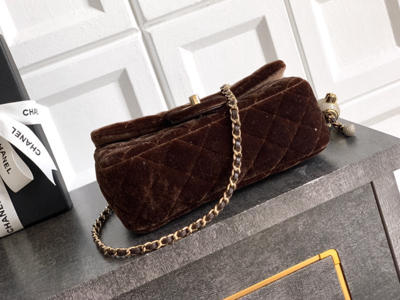 Small Chanel Velvet Flap Bag Brown AS1787