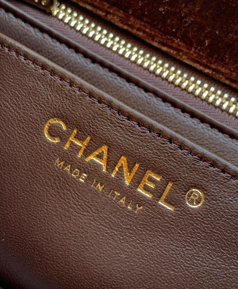 Small Chanel Velvet Flap Bag Brown AS1787
