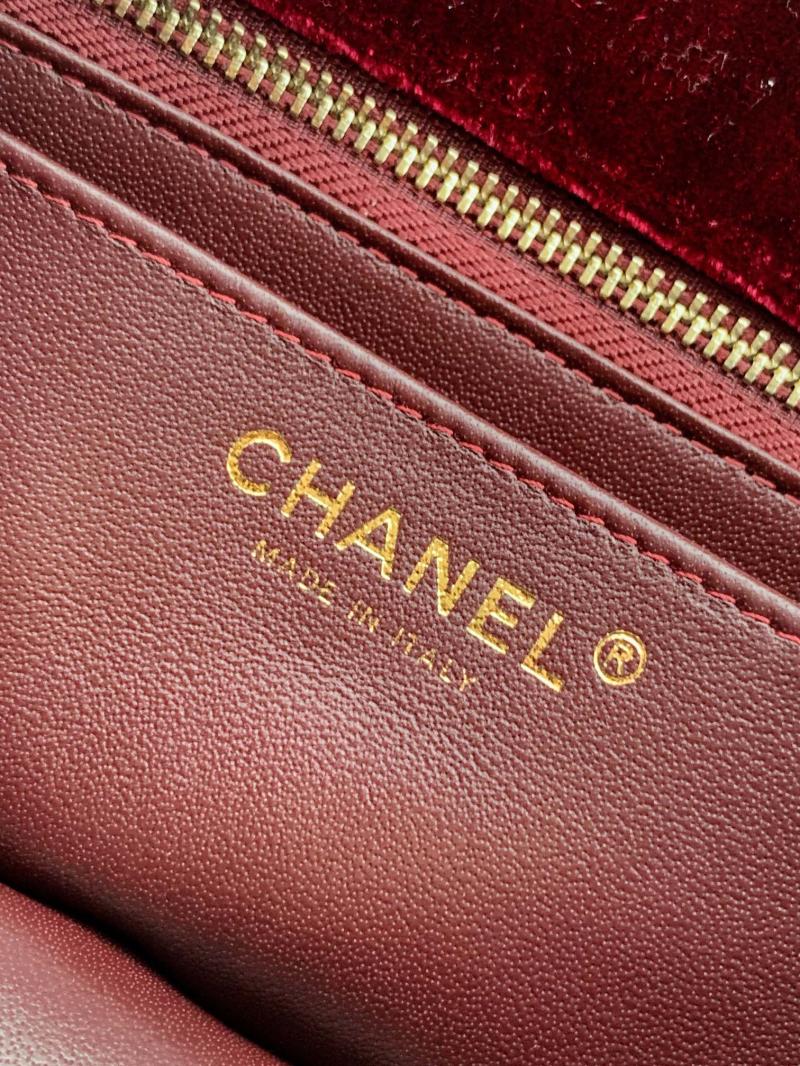 Small Chanel Velvet Flap Bag Burgundy AS1787