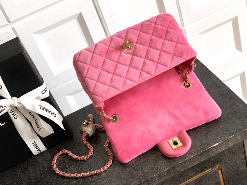 Small Chanel Velvet Flap Bag Pink AS1787