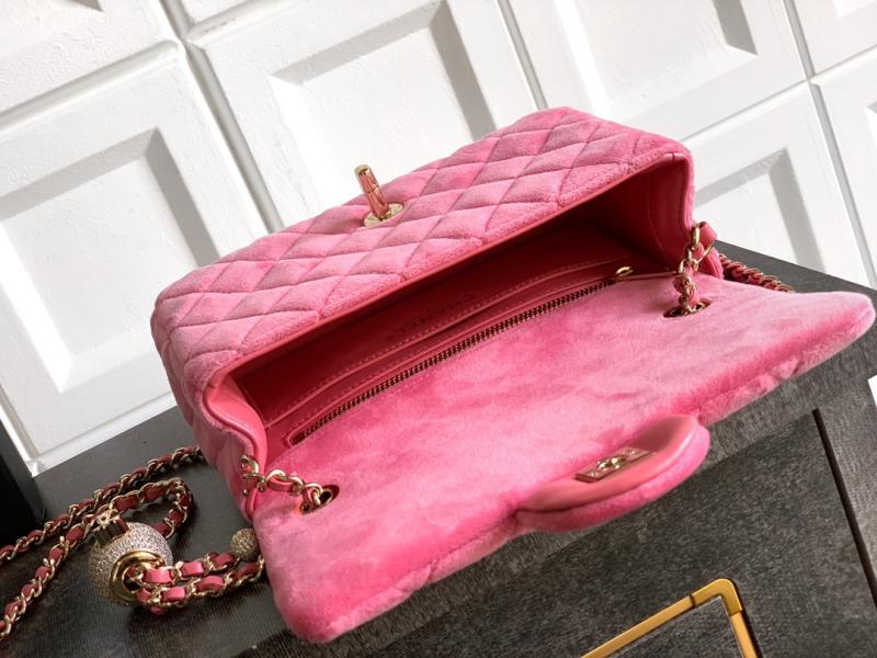 Small Chanel Velvet Flap Bag Pink AS1787