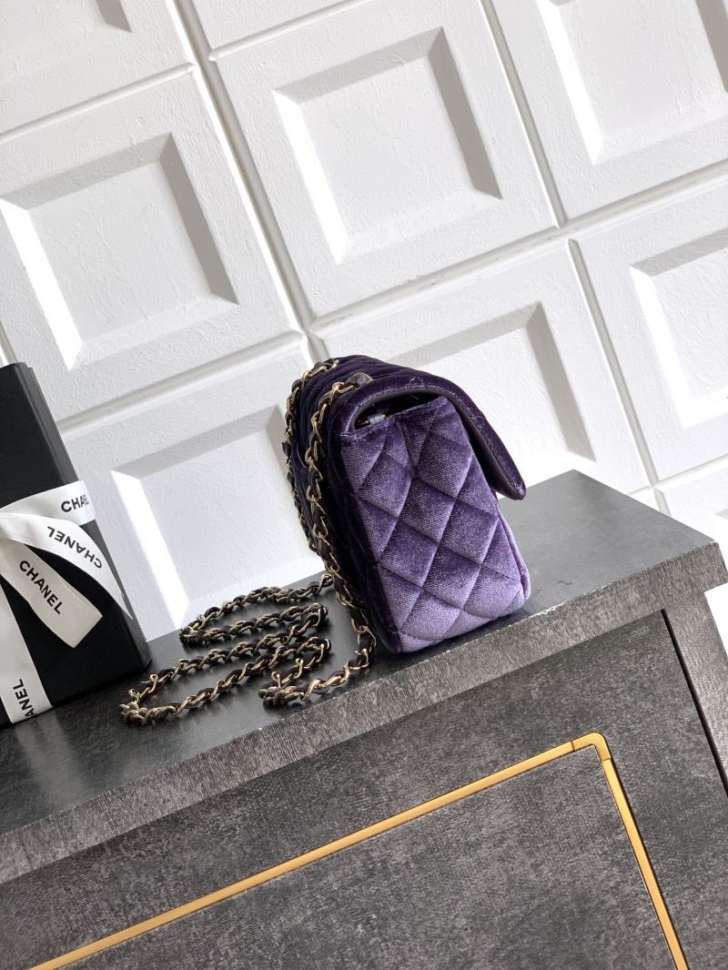 Small Chanel Velvet Flap Bag Purple A01116