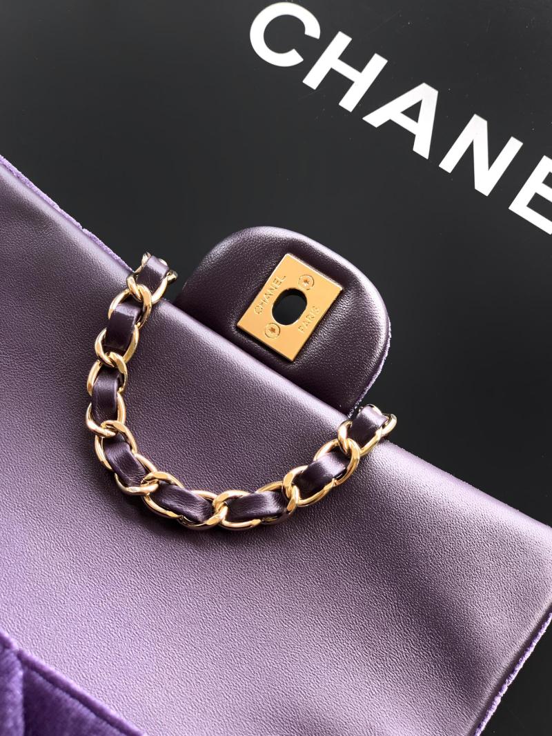 Small Chanel Velvet Flap Bag Purple A01116
