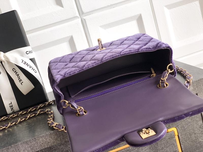 Small Chanel Velvet Flap Bag Purple A01116