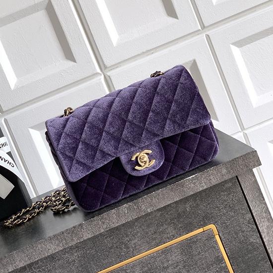 Small Chanel Velvet Flap Bag Purple A01116