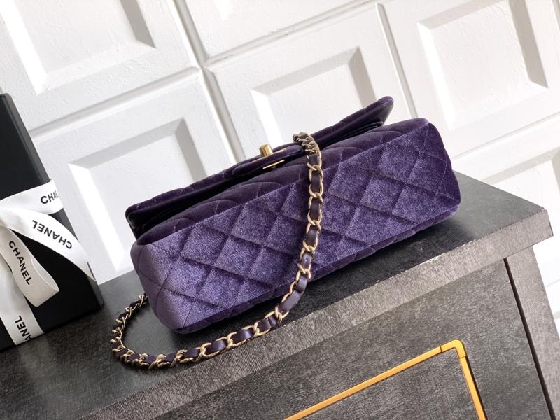 Small Chanel Velvet Flap Bag Purple A01117
