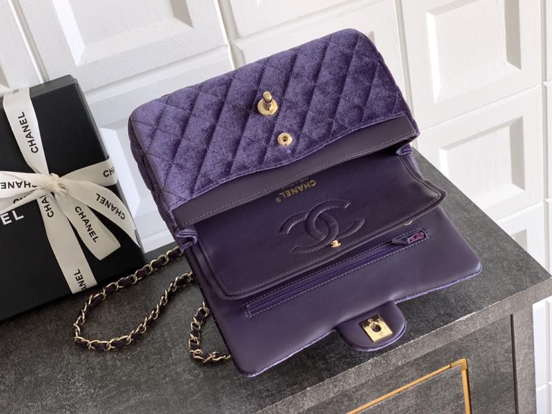 Small Chanel Velvet Flap Bag Purple A01117