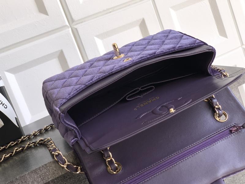 Small Chanel Velvet Flap Bag Purple A01117