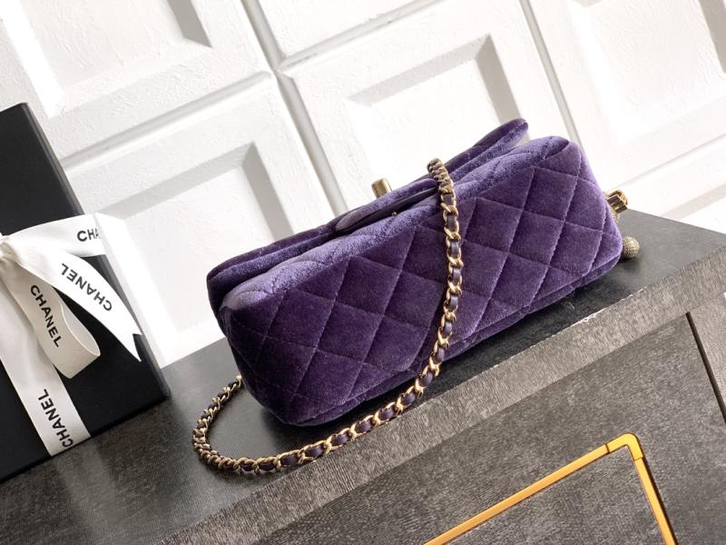 Small Chanel Velvet Flap Bag Purple AS1787