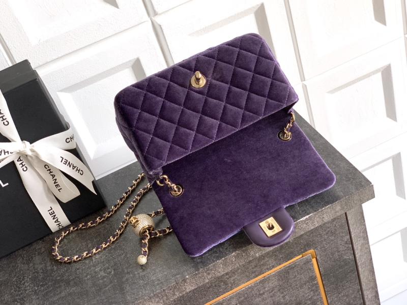 Small Chanel Velvet Flap Bag Purple AS1787