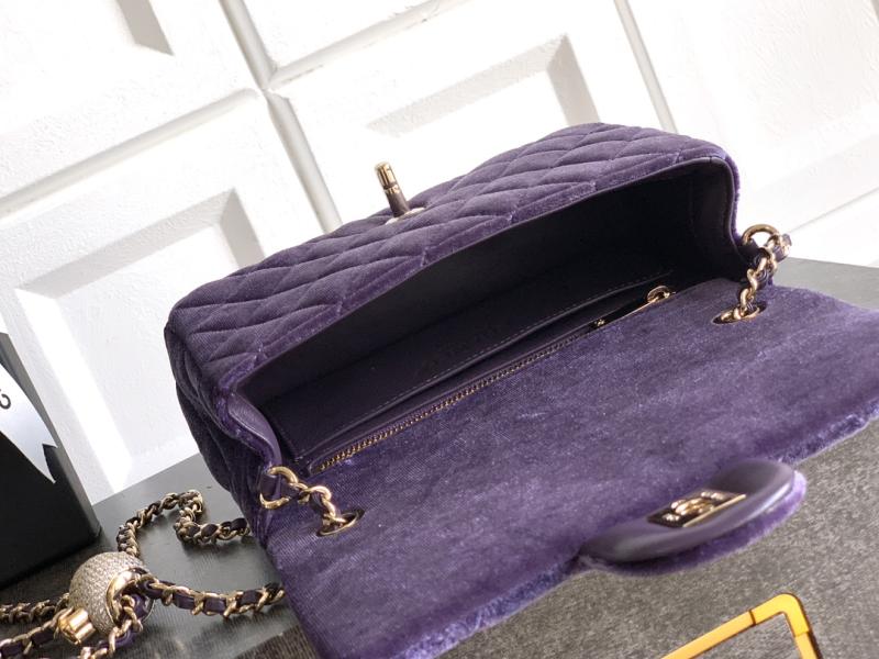 Small Chanel Velvet Flap Bag Purple AS1787