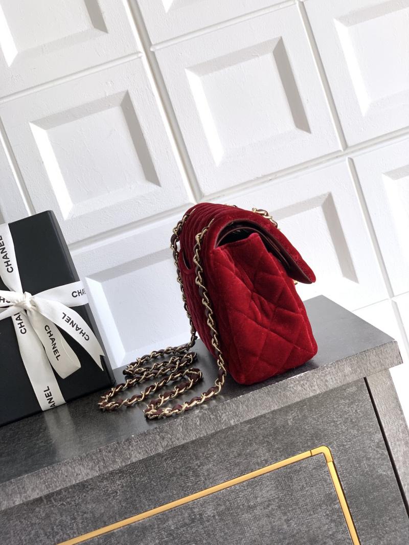 Small Chanel Velvet Flap Bag Red A01117