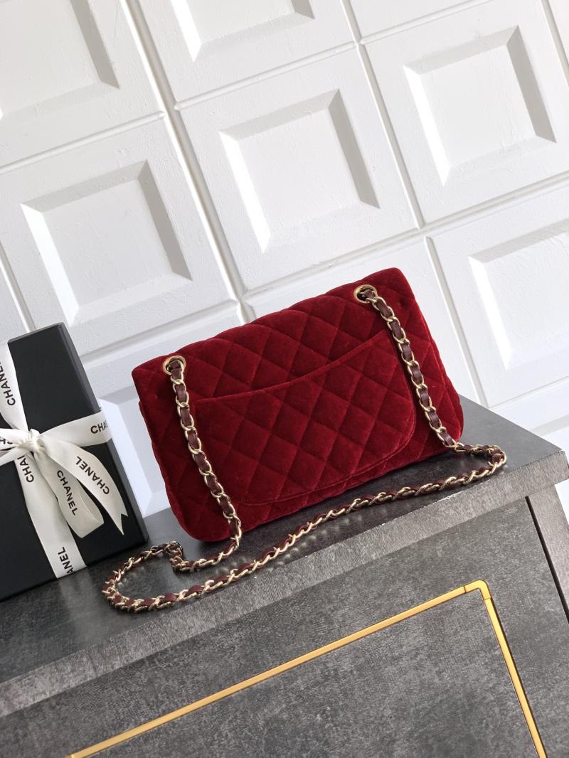 Small Chanel Velvet Flap Bag Red A01117