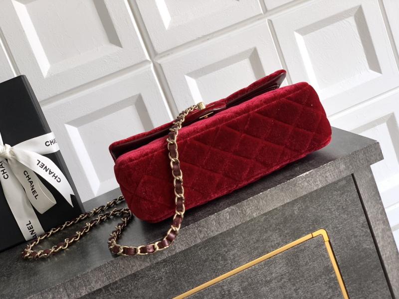 Small Chanel Velvet Flap Bag Red A01117