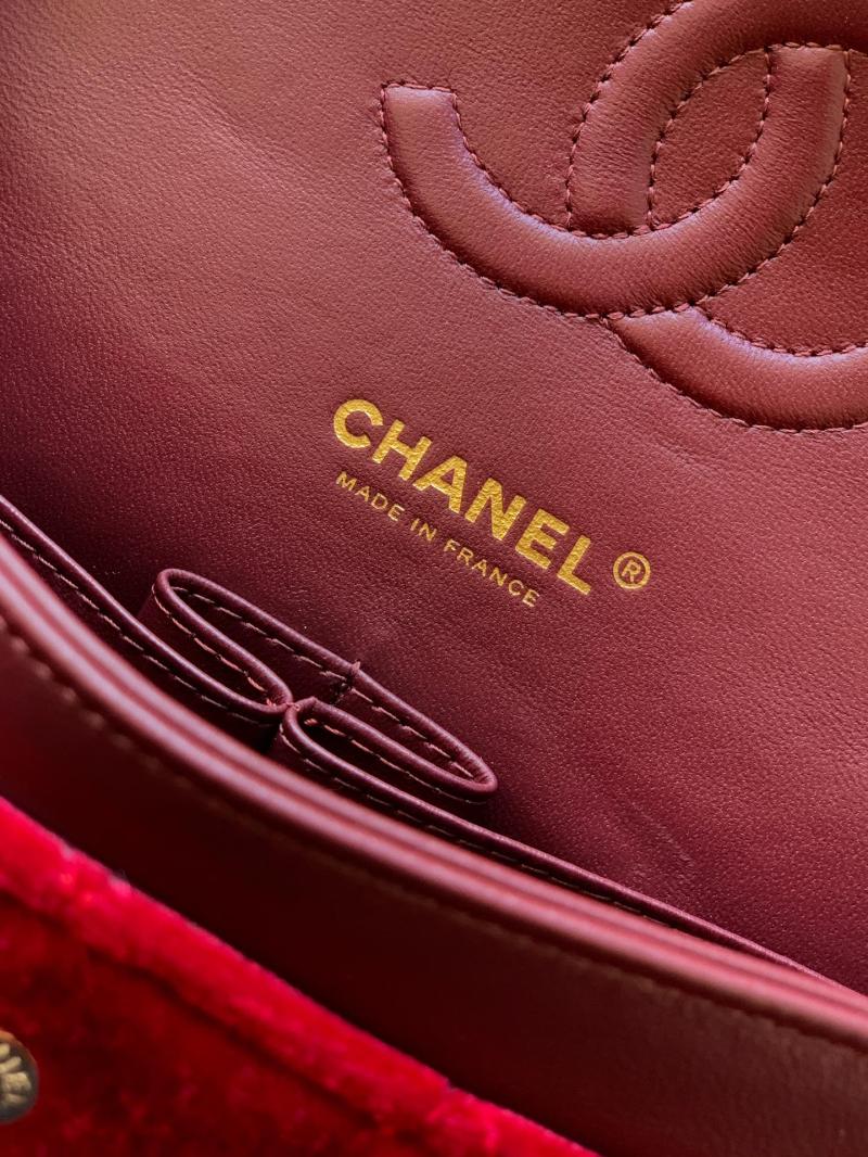 Small Chanel Velvet Flap Bag Red A01117
