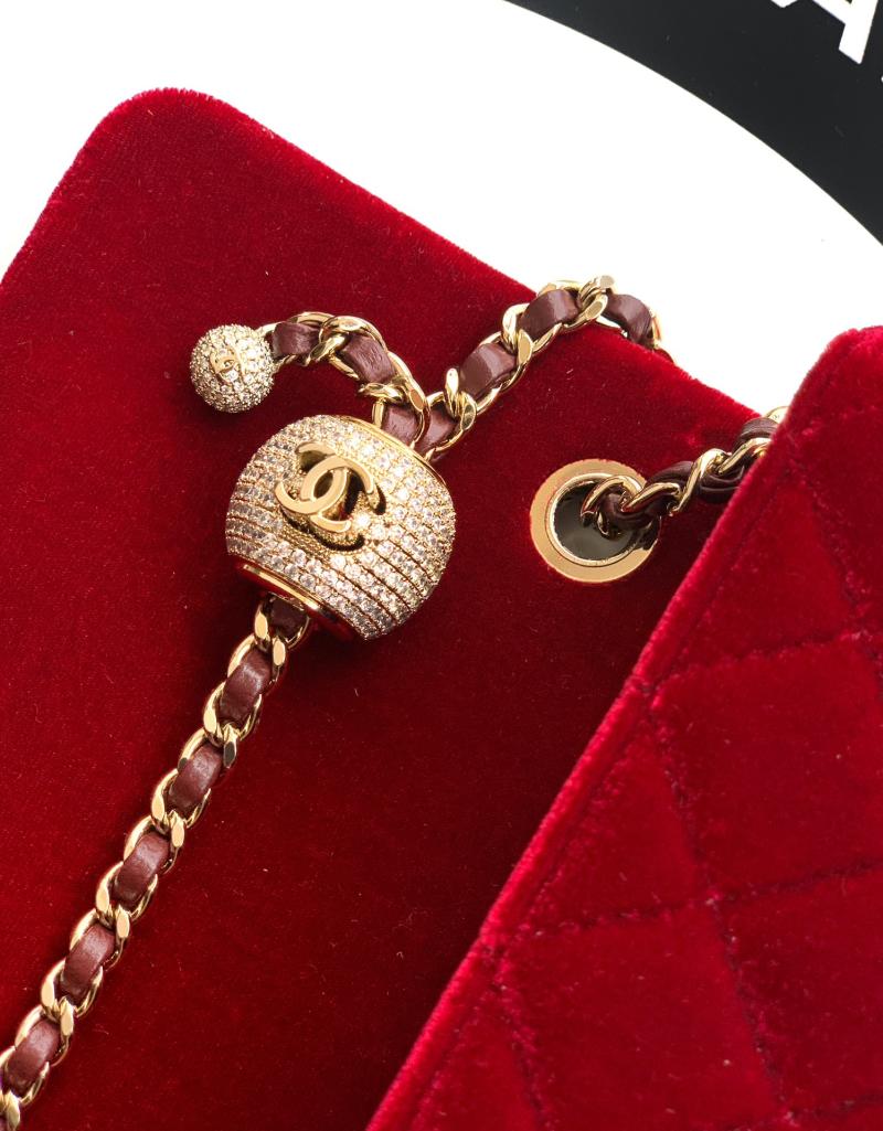 Small Chanel Velvet Flap Bag Red AS1787
