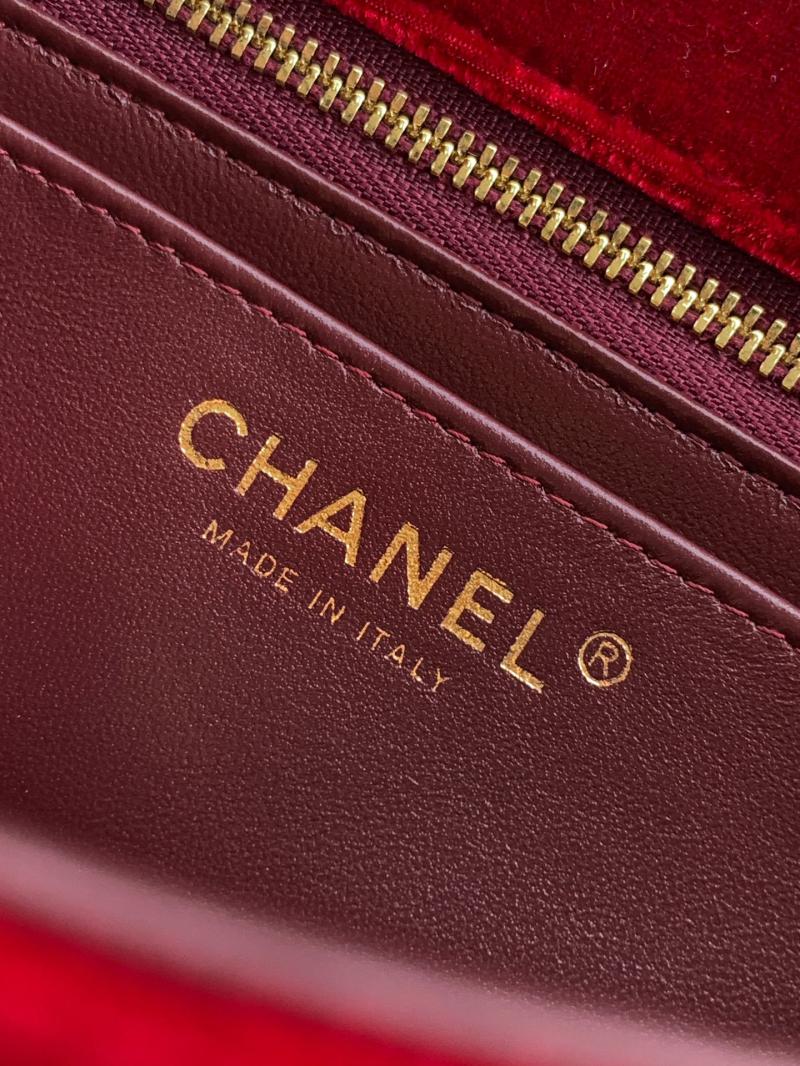 Small Chanel Velvet Flap Bag Red AS1787