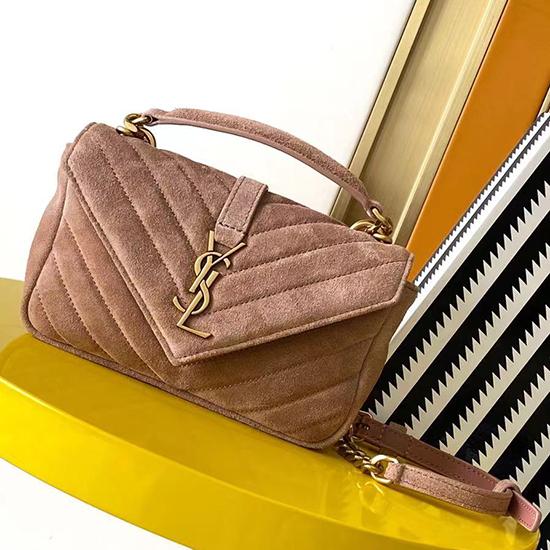 YSL Suede College Mini Chain Bag Pink 779430